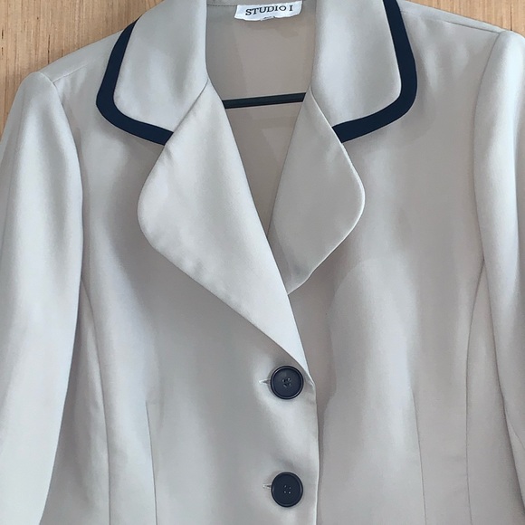 Studio one polkadot dressy Career skirt suit blazer set size 16 - Picture 4 of 5